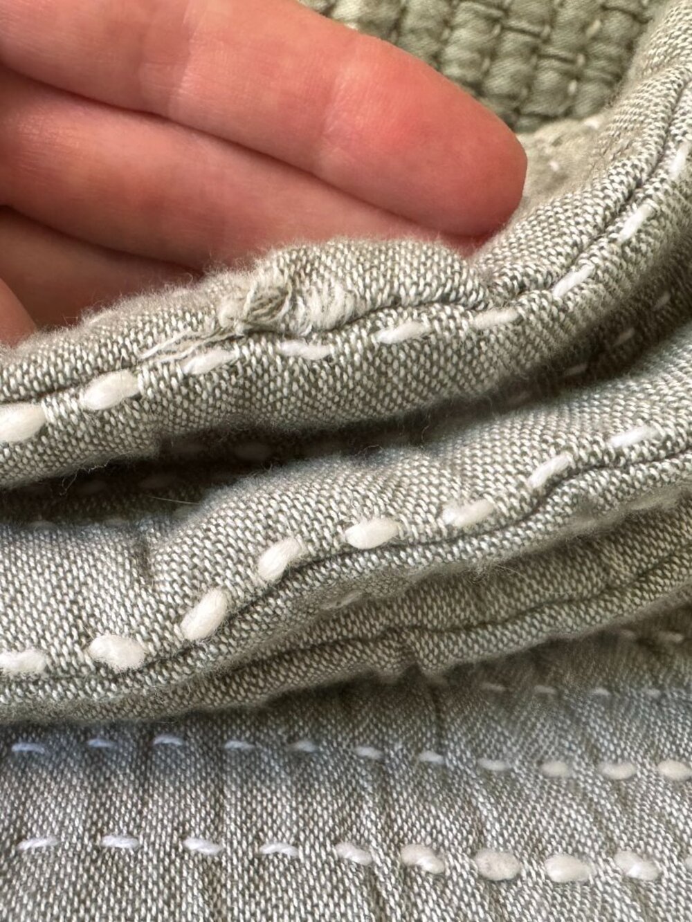 Quince Organic Cotton Channel Stitch Coverlet Set, King/Cal King, Sage/Green - Picture 11 of 13